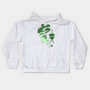 Cat, book and plants IV Kids Hoodie